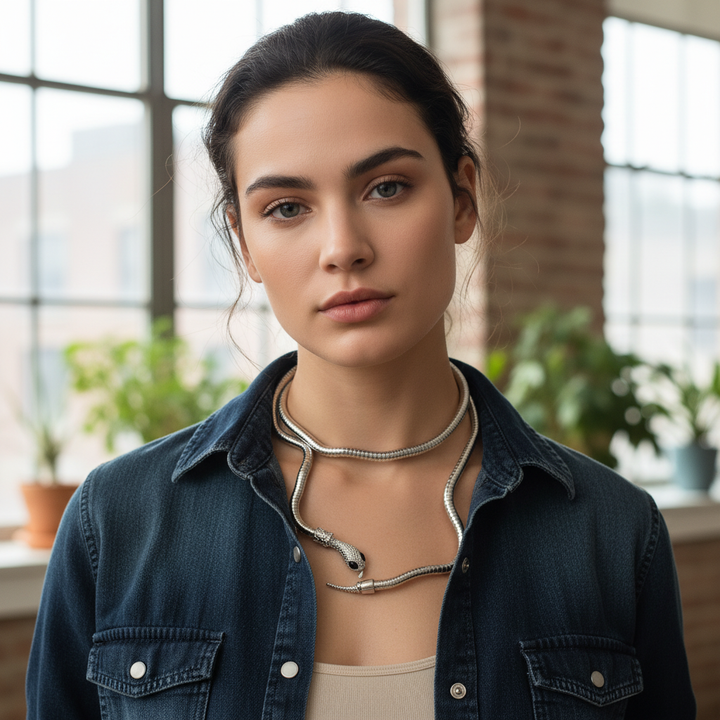 Flache Metall-Halskette - SnakeShine