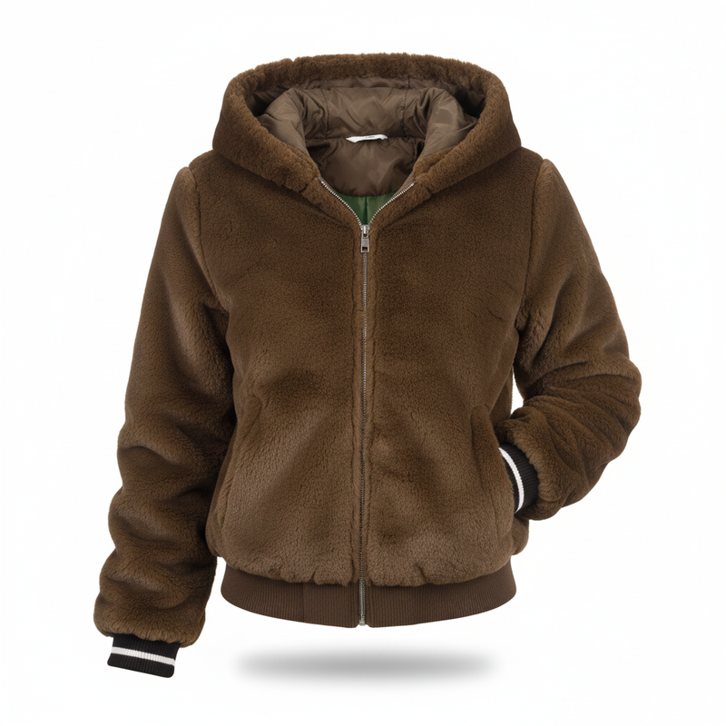 Flauschige Weste Mit Kapuze -  Christina