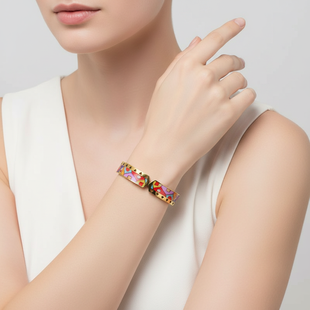 Goldfarbener Edelstahlarmreif - GlamourBangle