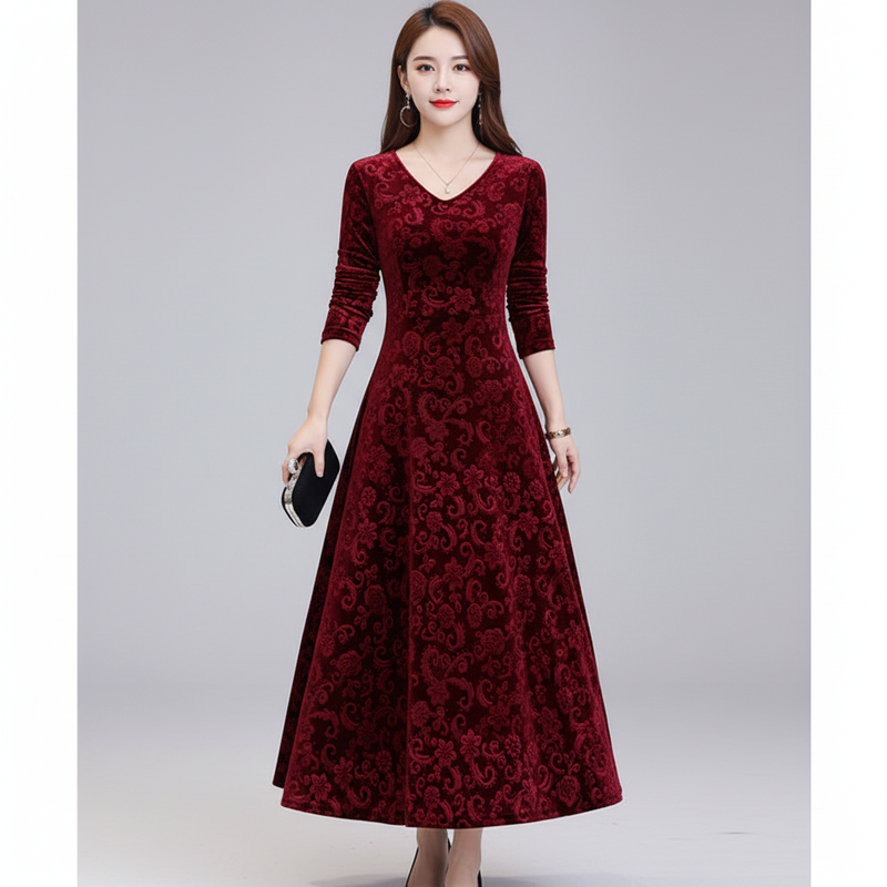 Midi-Dress Mit V-Ausschnitt -  Katharina