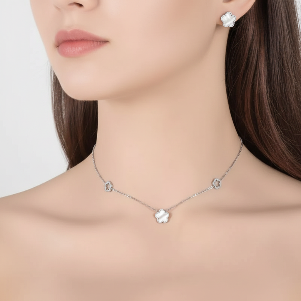 Ohrstecker Und Halskette Set - BlossomMix