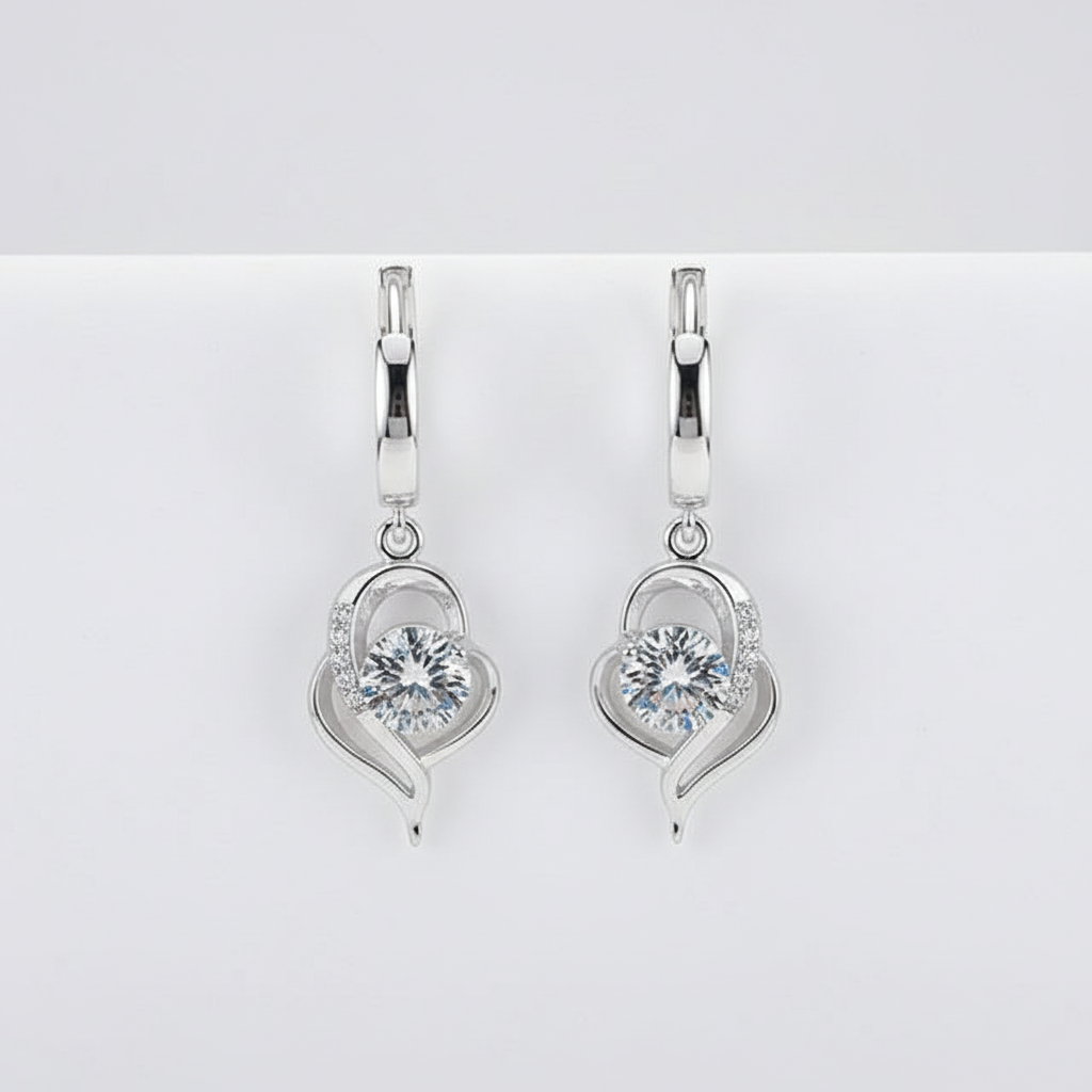 Silberne Zirkon-Ohrringe - ZirconHeart