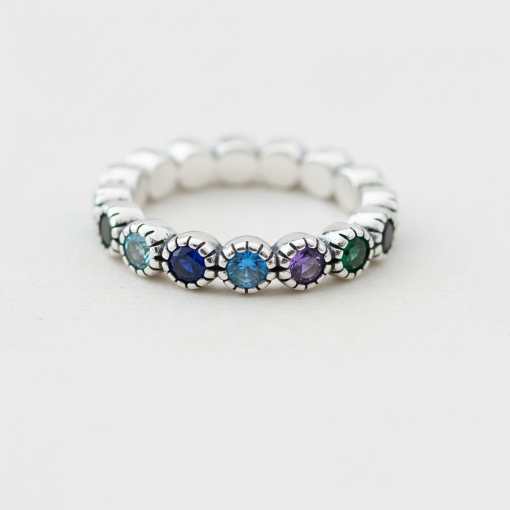 Silberner Blumensteinring - EleganzRing