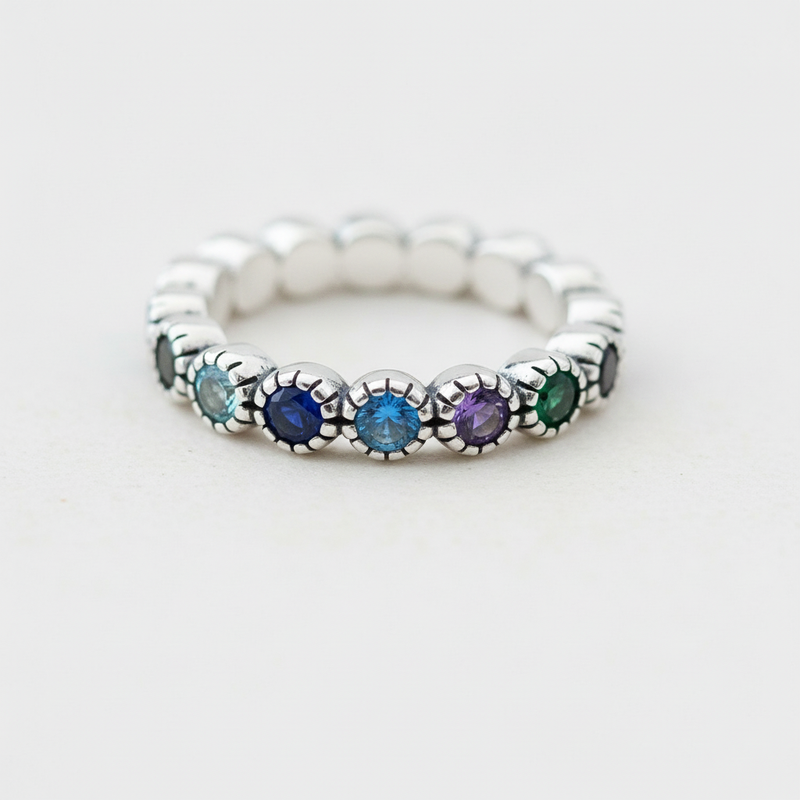 Silberner Blumensteinring - EleganzRing