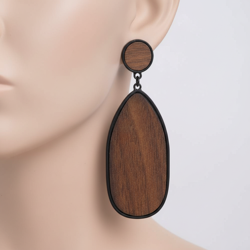 Tropfenförmige Ohrringe - WoodGlow