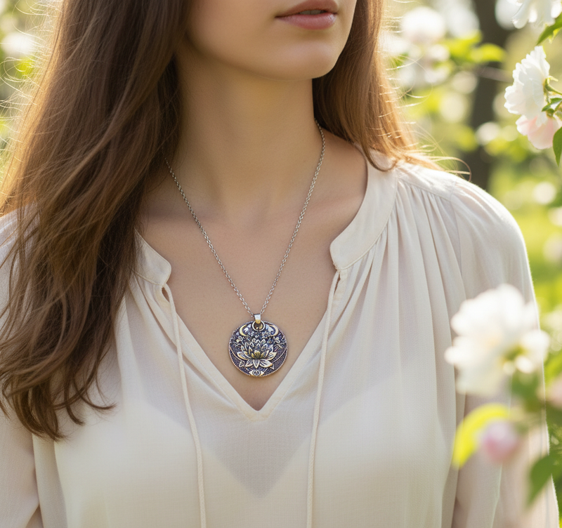 Versilberte Halskette - LotusElegance