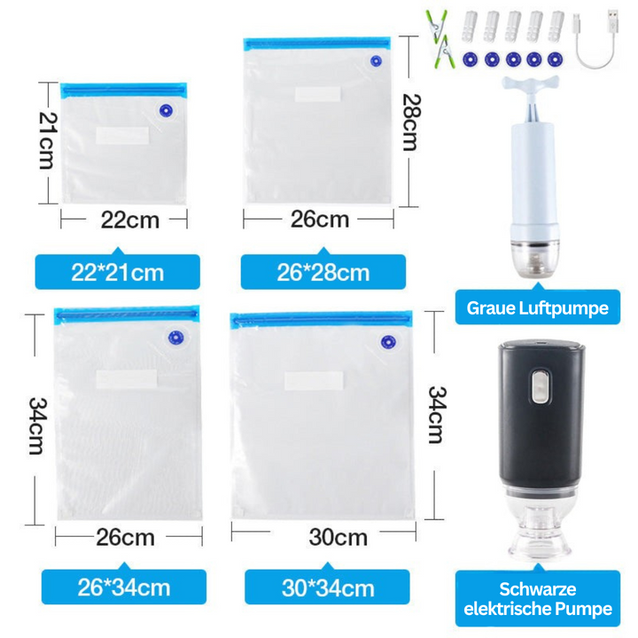 Vakuumierbeutel | 10er-Pack Wiederverwendbar Vielseitig Langlebig inkl. Pumpe-Luzern Mode