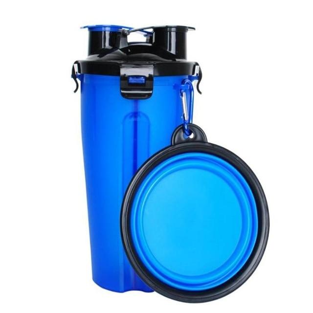Futter- und Wasserschale für Haustiere | 2-in-1 Reisebecher | Praktischer Stauraum | BPA-frei-Blau-Luzern Mode