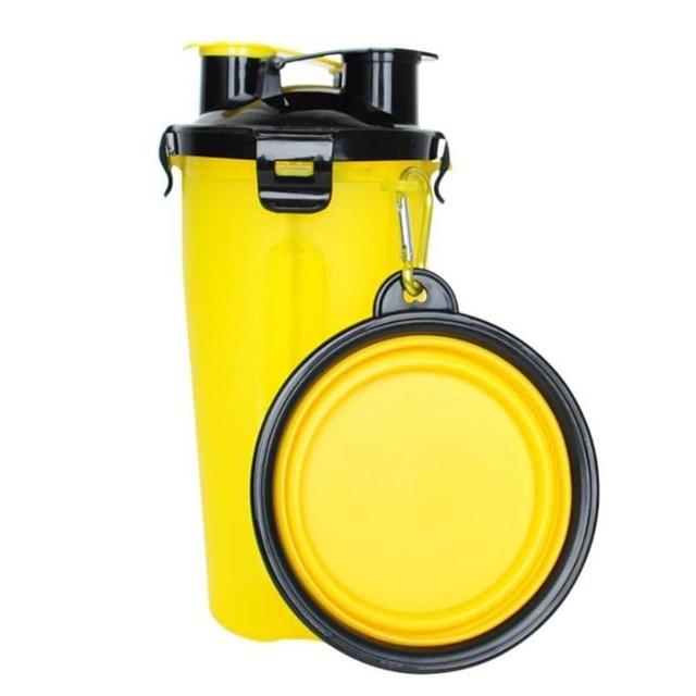 Futter- und Wasserschale für Haustiere | 2-in-1 Reisebecher | Praktischer Stauraum | BPA-frei-Gelb-Luzern Mode