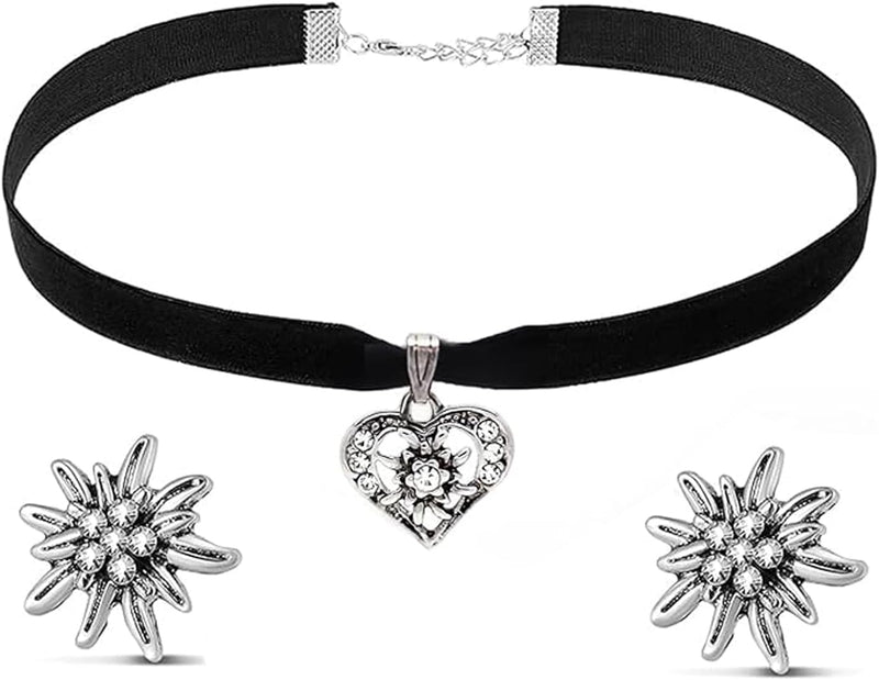 Edelweiß Schmuckset mit Herzanhänger – WiesnGlanz Oktoberfest 2026