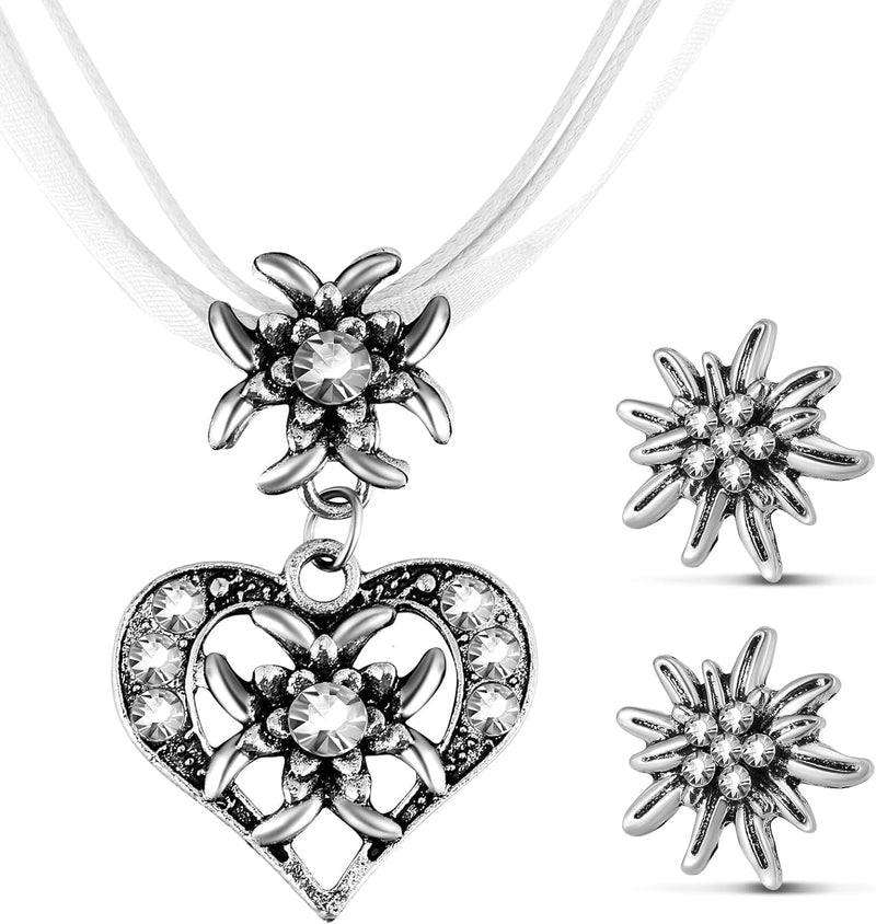 Edelweiß Schmuckset mit Herzanhänger – AlpenGlück Oktoberfest 2026