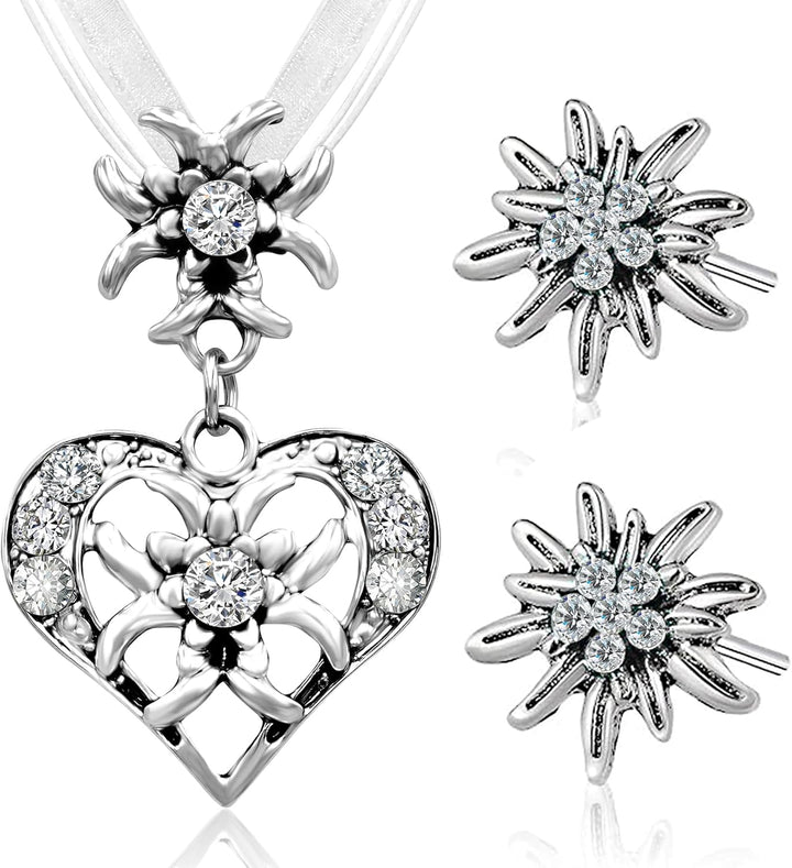 Edelweiß Schmuckset mit Herzanhänger – HerzGlanz Oktoberfest 2026