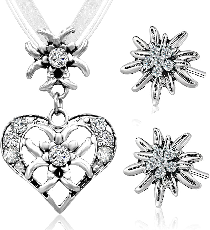 Edelweiß Schmuckset mit Herzanhänger – HerzGlanz Oktoberfest 2026