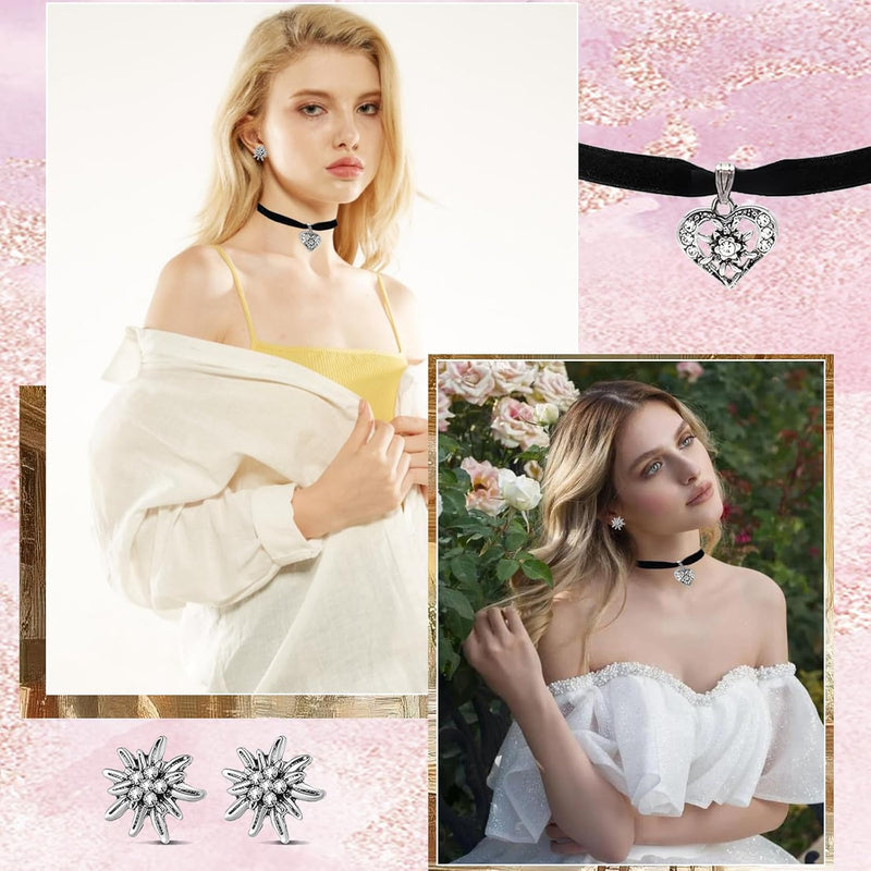 Edelweiß Schmuckset mit Herzanhänger – WiesnGlanz Oktoberfest 2026