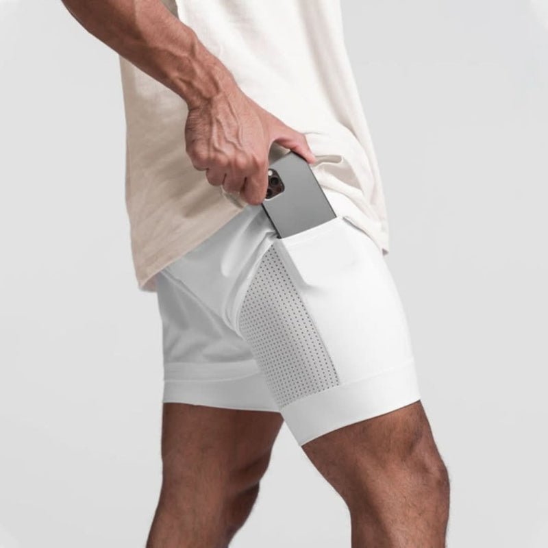 2-in-1 Herren Sportshorts atmungsaktiv mit Innenshorts Training - Noah