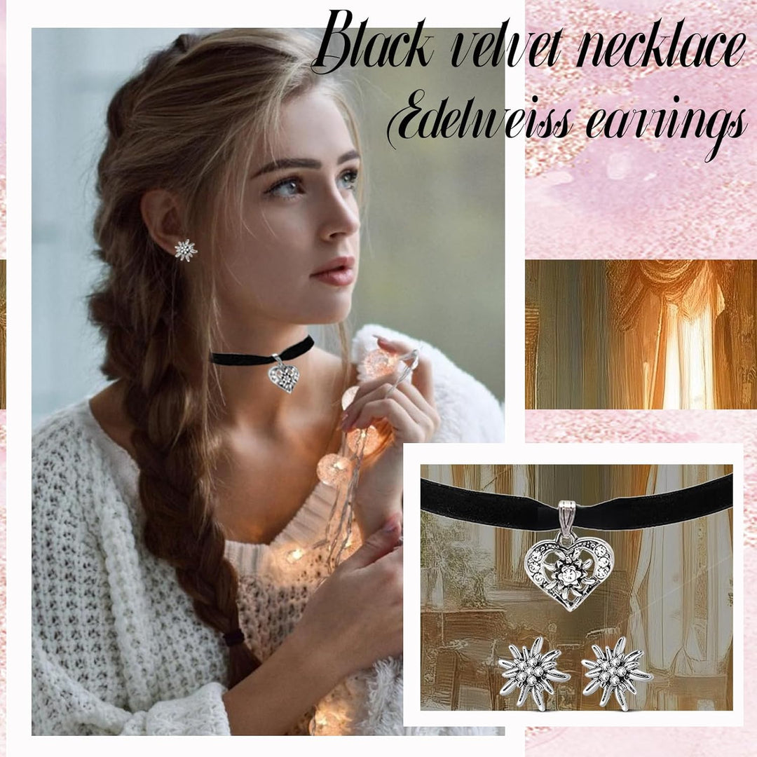 Edelweiß Schmuckset mit Herzanhänger – WiesnGlanz Oktoberfest 2026