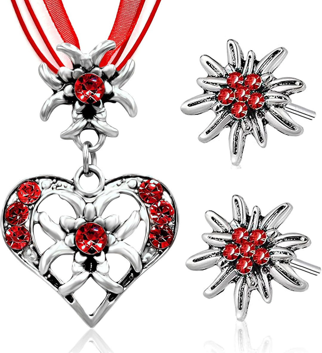 Edelweiß Schmuckset mit Herzanhänger – HerzGlanz Oktoberfest 2026