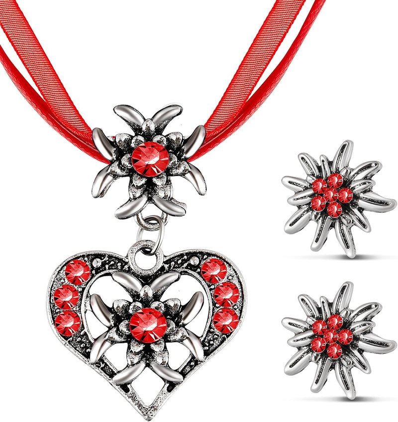 Edelweiß Schmuckset mit Herzanhänger – AlpenGlück Oktoberfest 2026