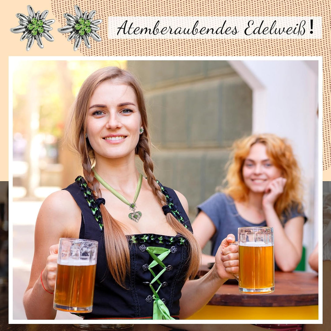 Edelweiß Schmuckset mit Herzanhänger – AlpenFrische Oktoberfest 2026