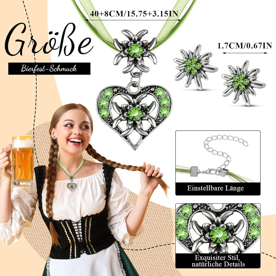 Edelweiß Schmuckset mit Herzanhänger – AlpenFrische Oktoberfest 2026