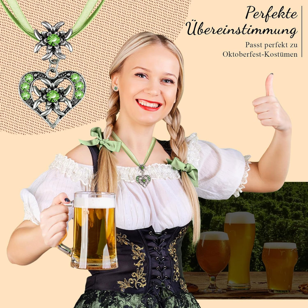 Edelweiß Schmuckset mit Herzanhänger – AlpenFrische Oktoberfest 2026