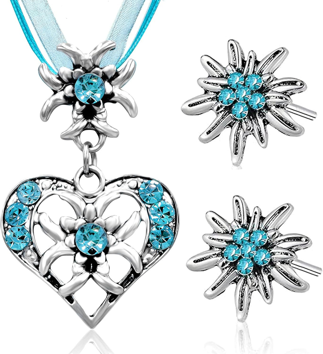 Edelweiß Schmuckset mit Herzanhänger – HerzGlanz Oktoberfest 2026