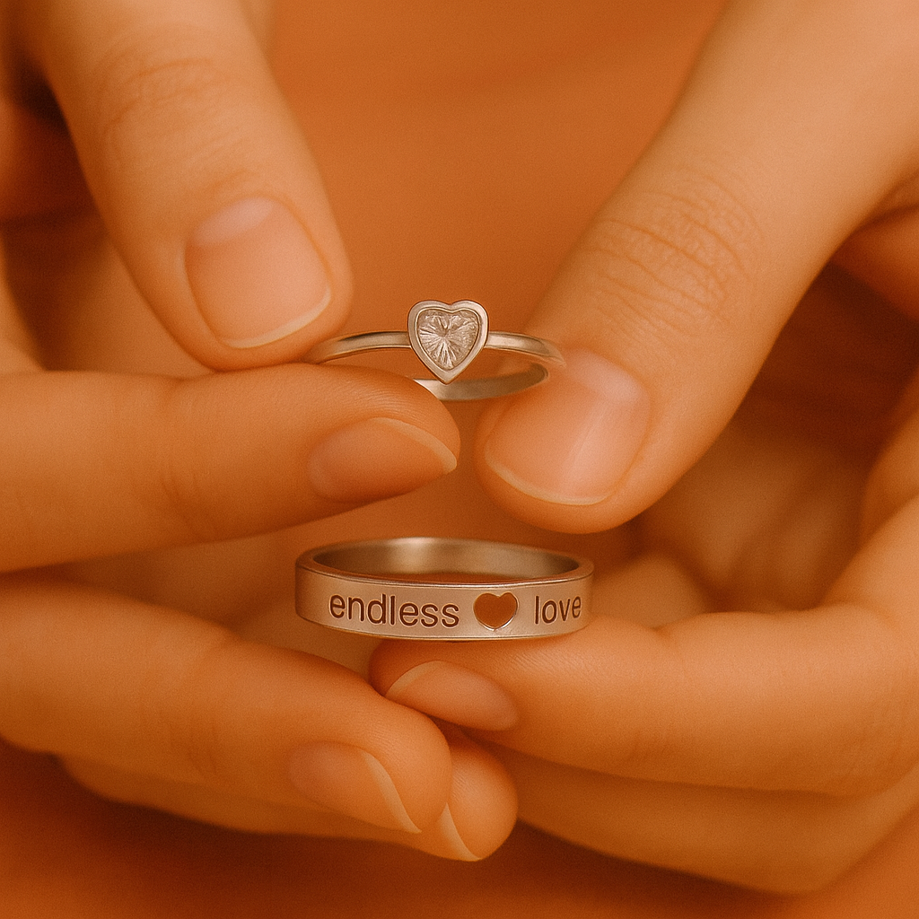Ewige Herzen – Verstellbares Partner-Ringset aus 925 Sterling Silber