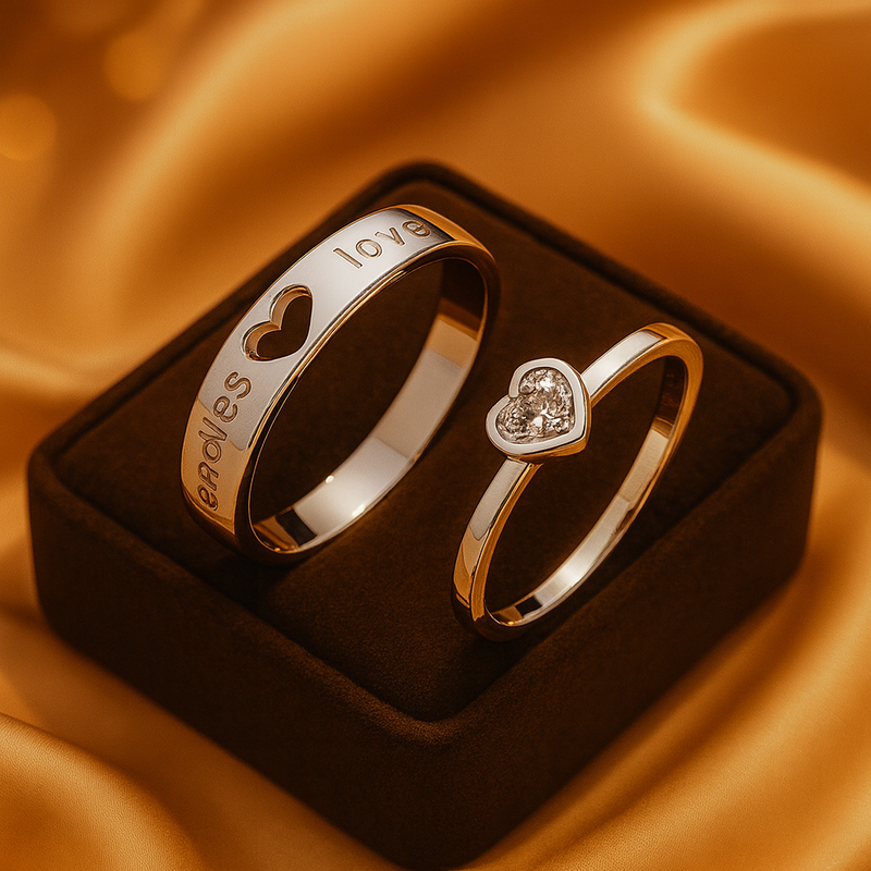 Ewige Herzen – Verstellbares Partner-Ringset aus 925 Sterling Silber