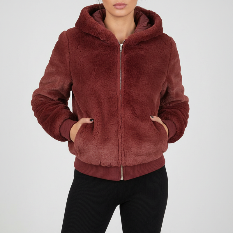 Flauschige Weste Mit Kapuze -  Christina