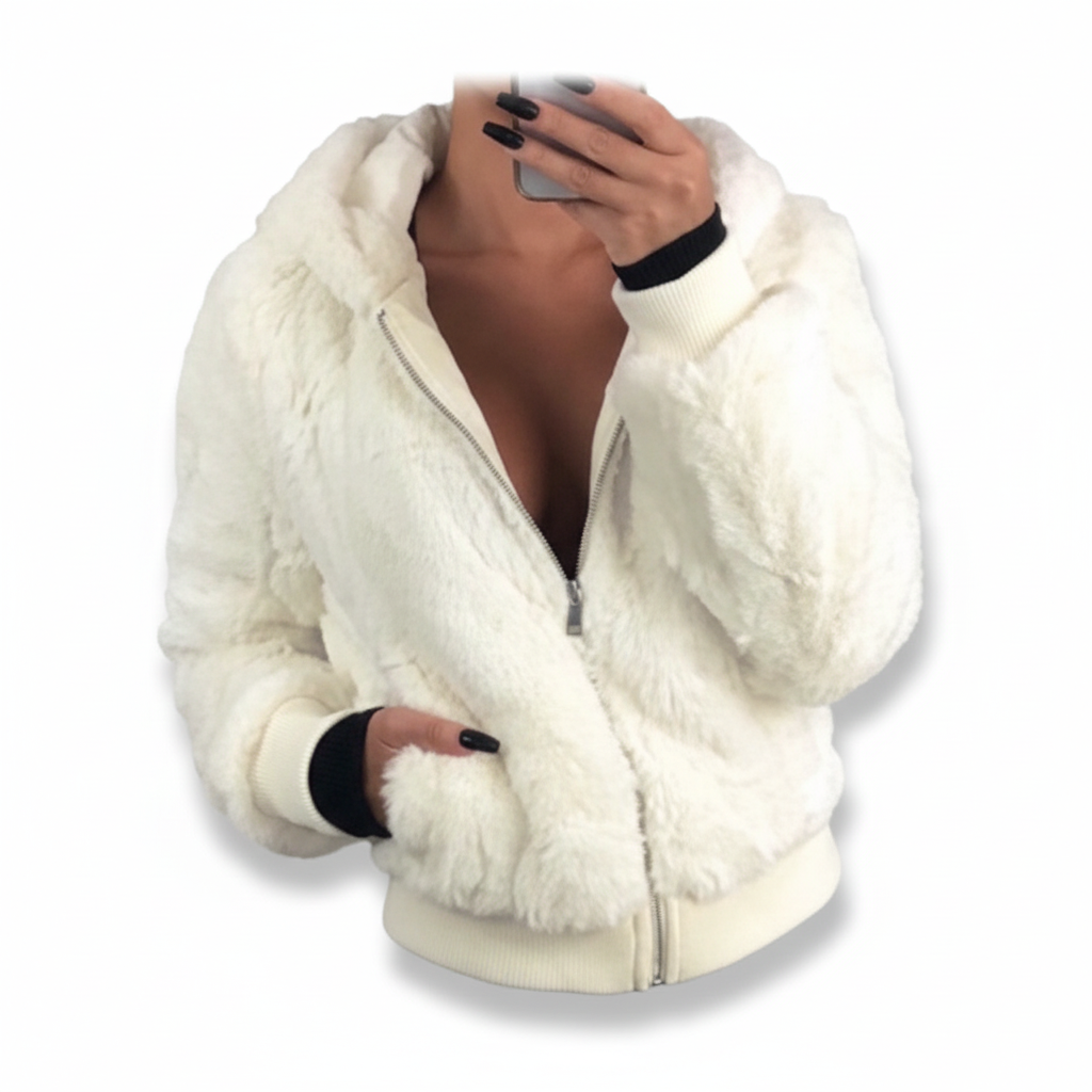 Flauschige Weste Mit Kapuze -  Christina