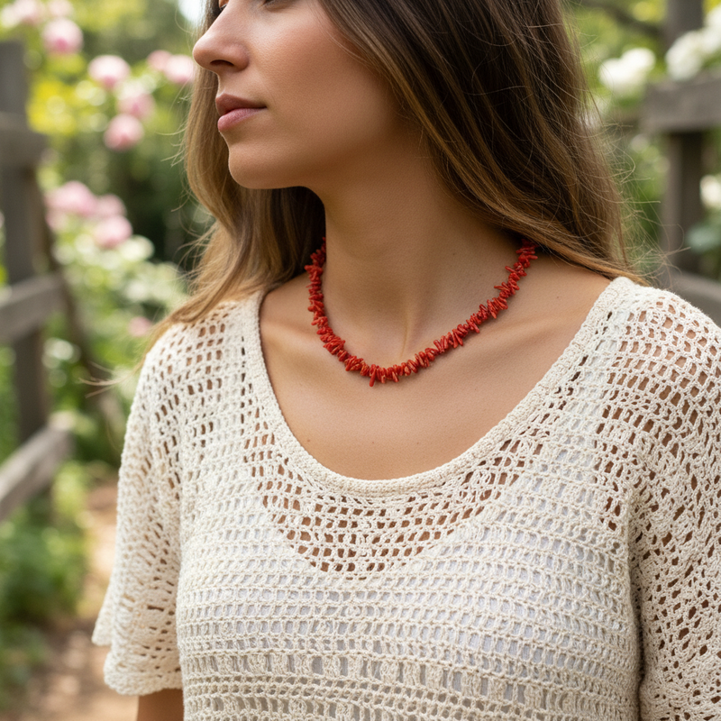 Handgefertigte Korallenhalskette - NatureGem 