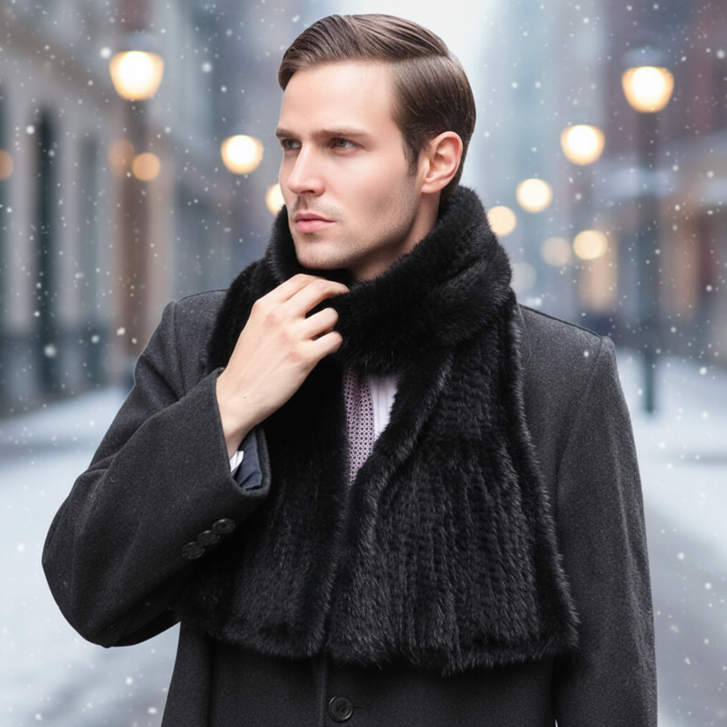 Handgestrickter Schal Aus Echtem Nerzfell - MinkCozy