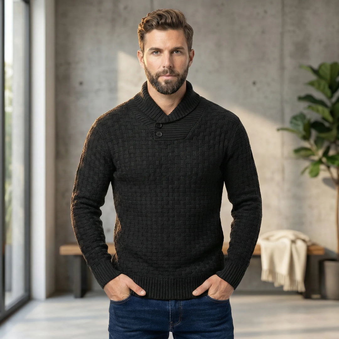 Herrenpullover Mit Schalkragen Und Strickmuster - Lenny