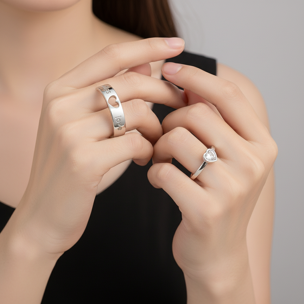 Herzförmiges Ring-Set - HeartBond 