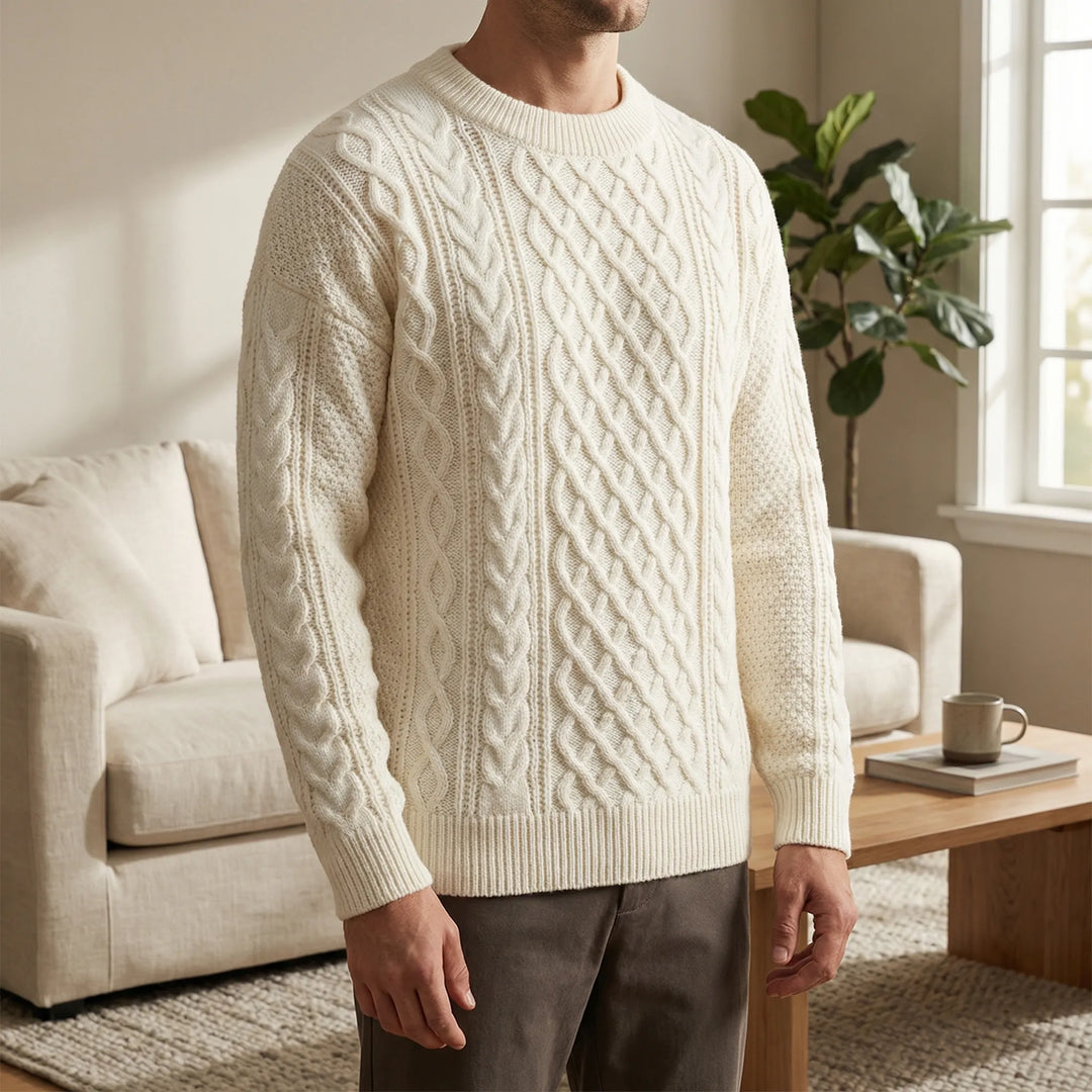 Langarm-Zopfmuster-Pullover - David