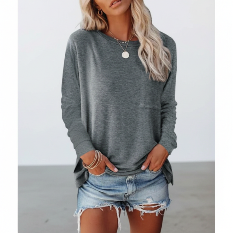 Langarmshirt Mit Rundhalsausschnitt -  Simone