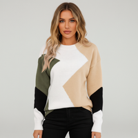 Patchwork Design Damen Pullover - Miriam