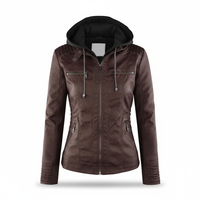 Lederjacke Mit Kapuze -  Elke