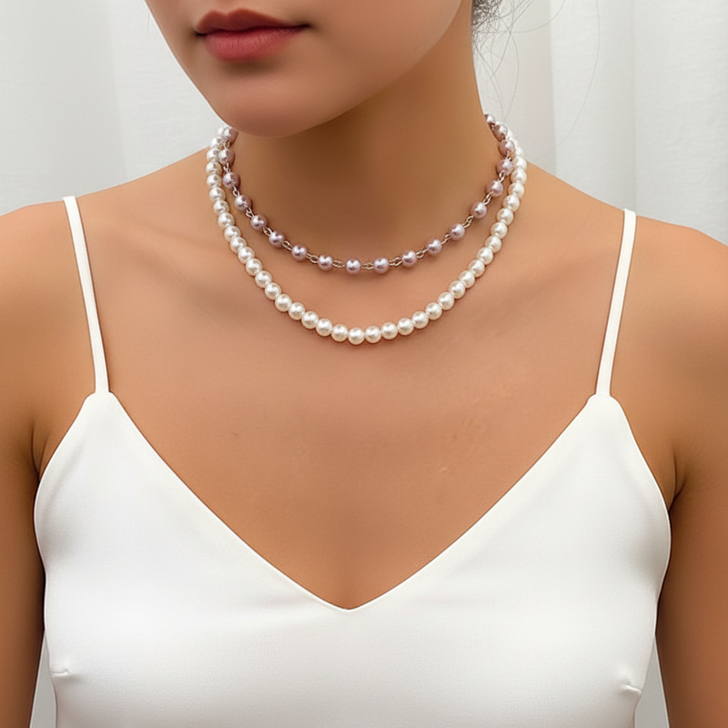 Mehrschichtige Perlenhalskette - PearlCharm 