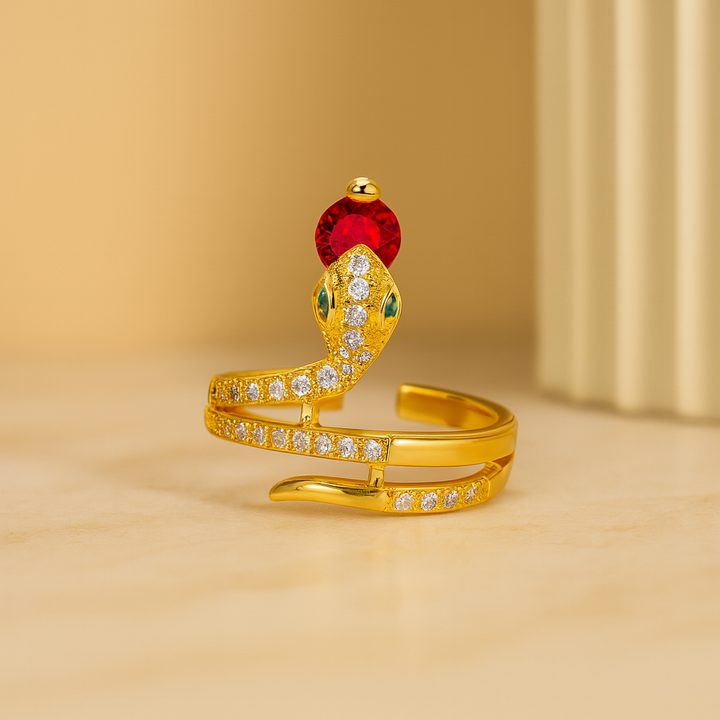 Mystische Zirkonia-Schlangenring – Symbol für Eleganz und Transformation