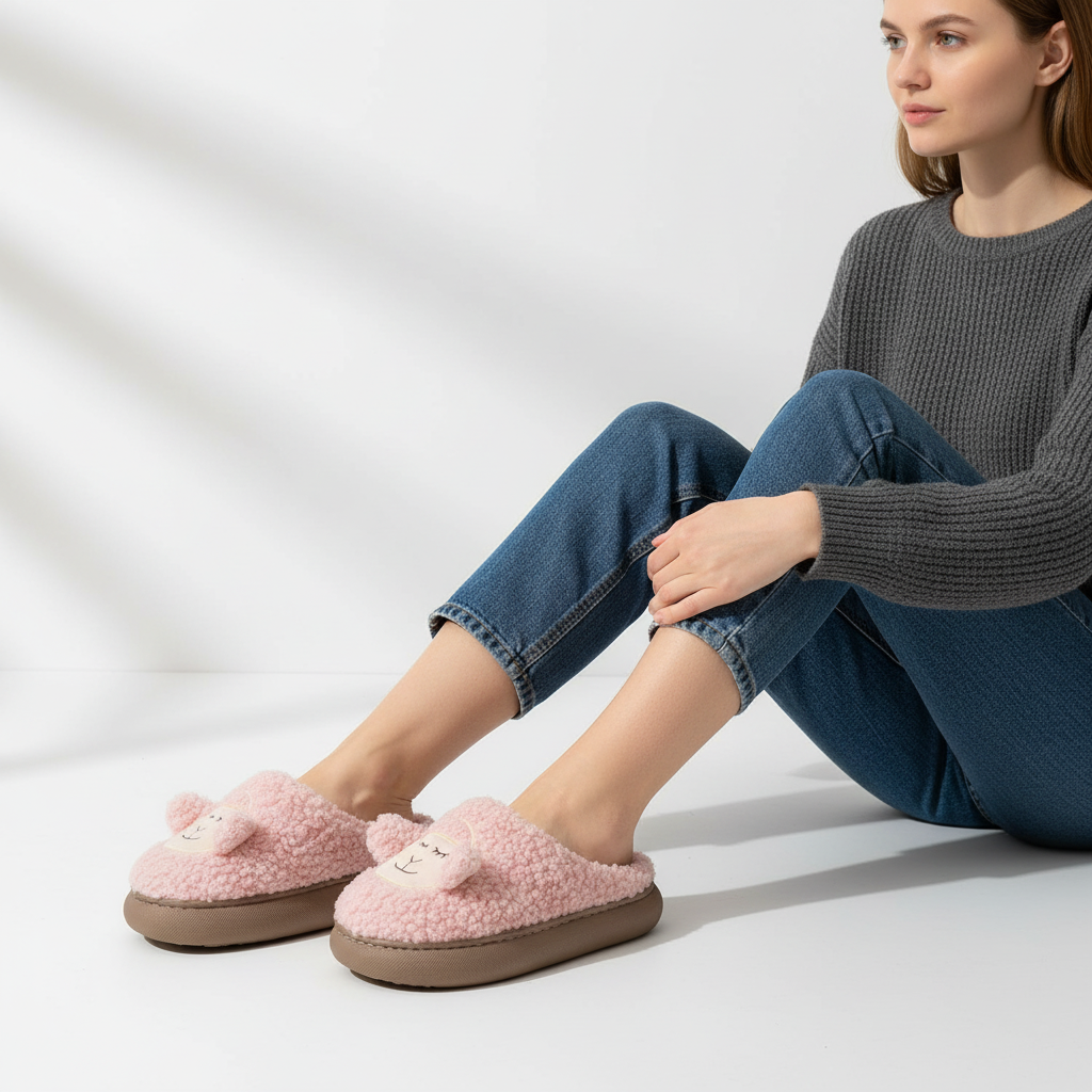 Plüschige Hausschuhe Mit Plateausohle - PlushWalk