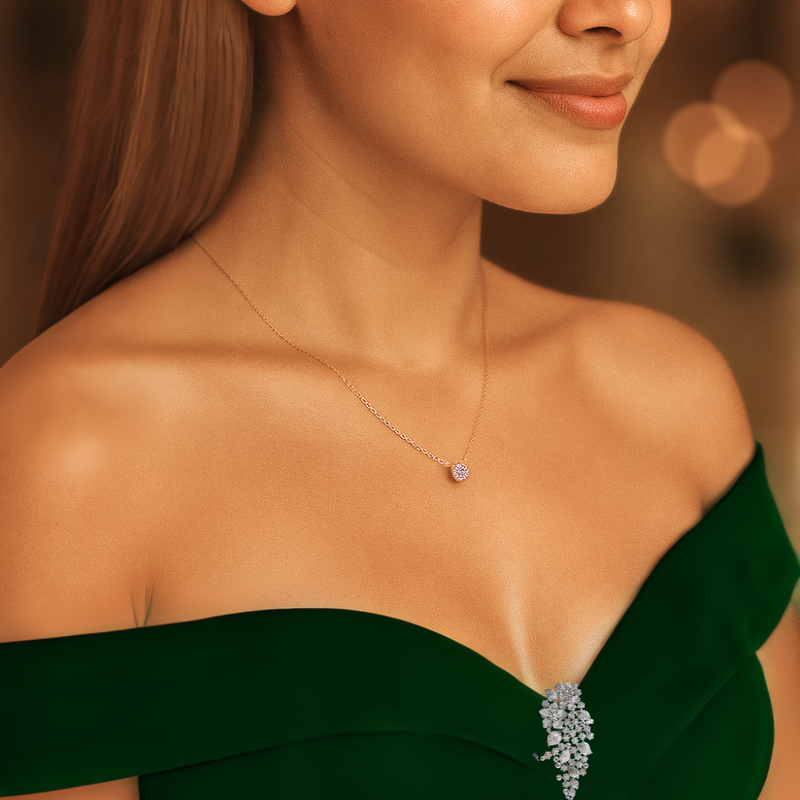 Runde Zirkon-Halskette - GleamChain 
