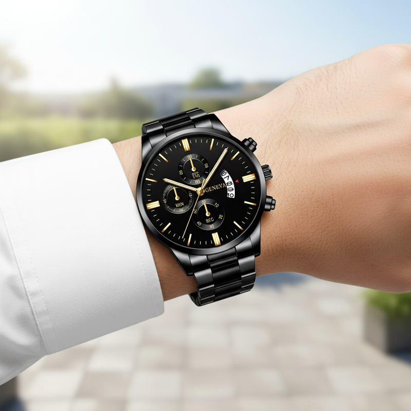 Schwarze Titanstahl Uhr - TitanTime 