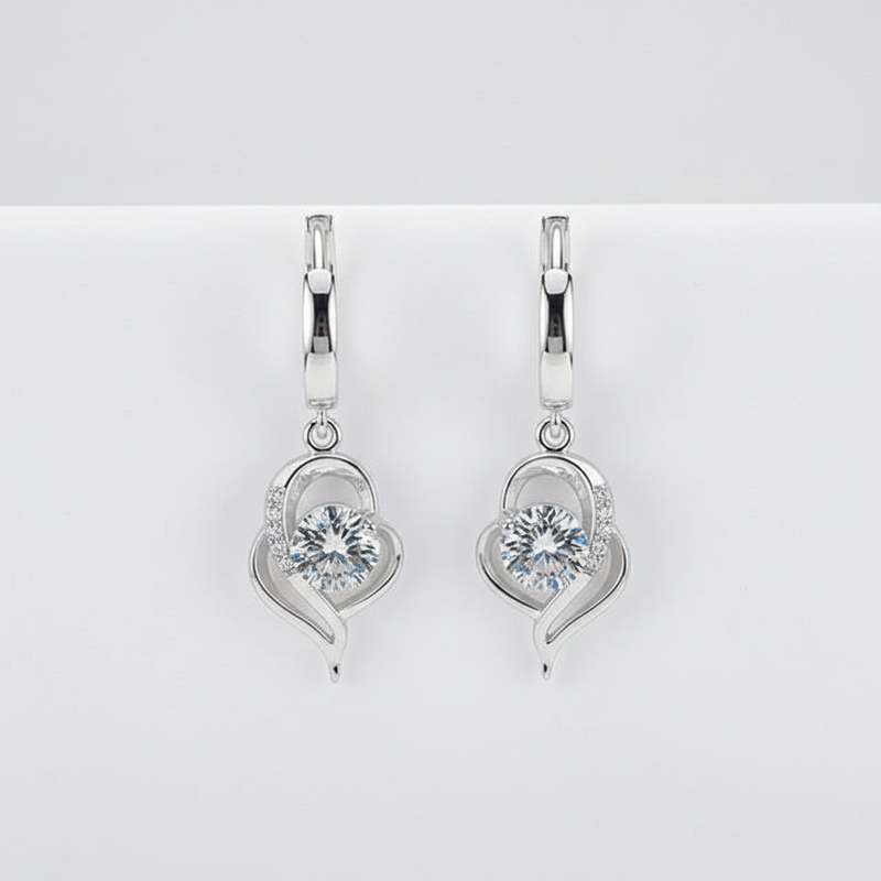 Silberne Zirkon-Ohrringe - ZirconHeart 