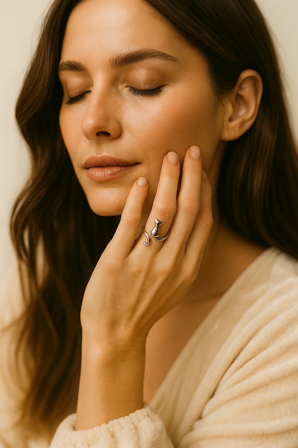 Silberring Mitternachtskatze