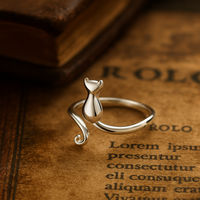 Silberring Mitternachtskatze