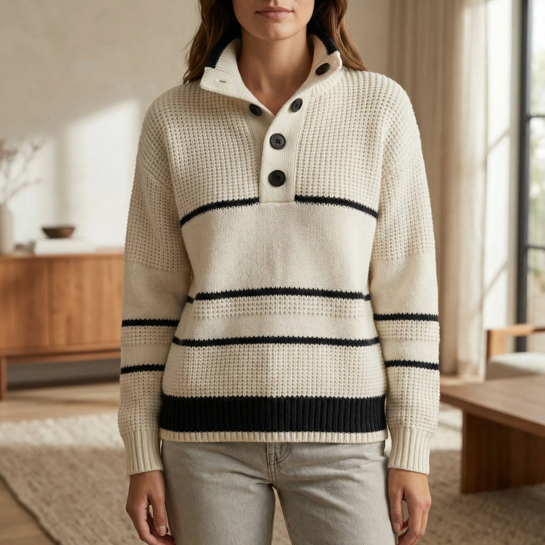 Strukturierter Strickpullover Mit Streifen - Judy