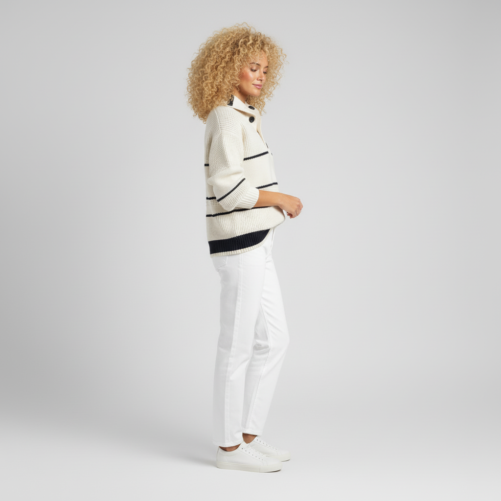 Strukturierter Strickpullover Mit Streifen - Judy