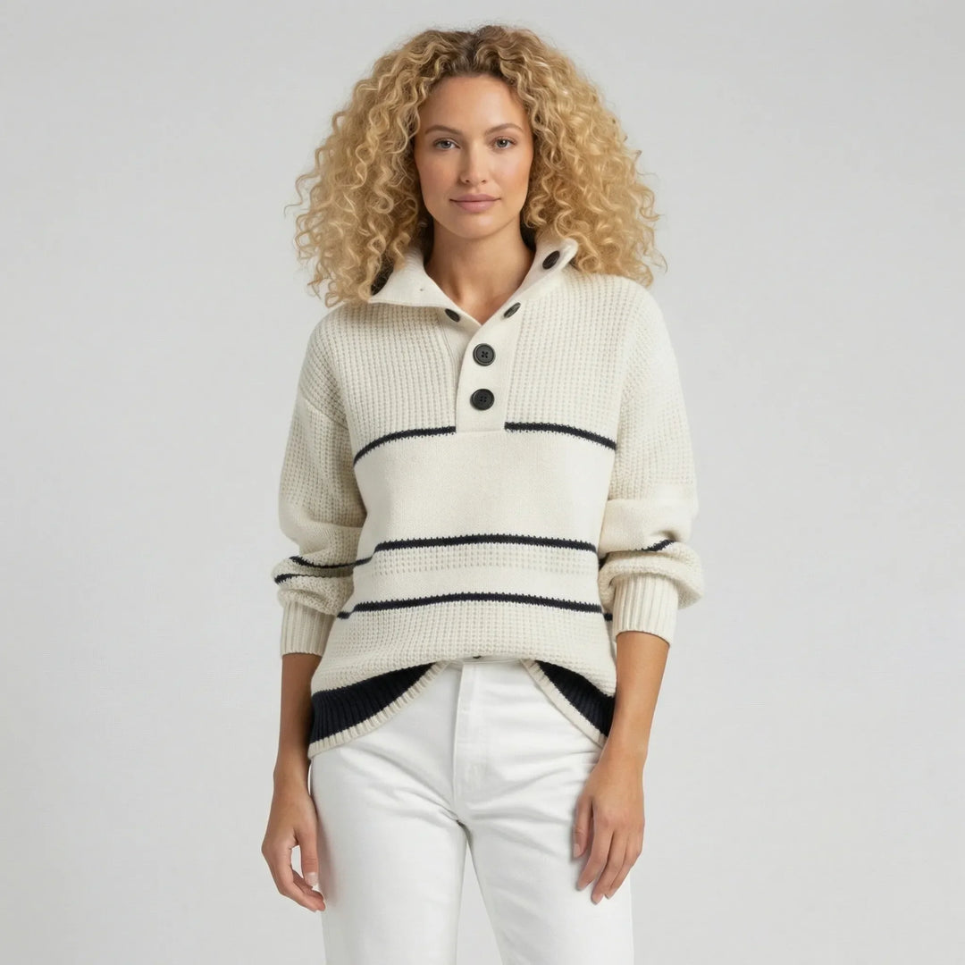 Strukturierter Strickpullover Mit Streifen - Judy