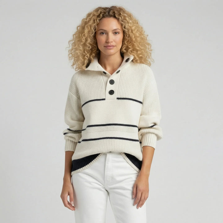 Strukturierter Strickpullover Mit Streifen - Judy